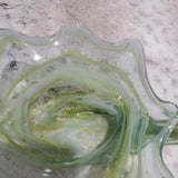 1960's Arklahoma Sooner Art Glass Hand Blown Swan Mint Chocolate Swirl