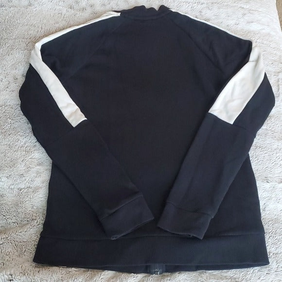 PUMA Women's Black White Full Zip Low Collar Sweatshirt Size M Bust 36 Inches