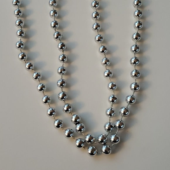 Boutique Bright Silver Simple Beaded Longer Necklace