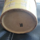 Vintage Japanese Yellow Ice Crack and Lattice Lidded Canister Bowl 5 x 4 Inches