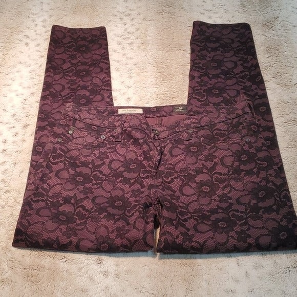 AG Legging Super Skinny Purple Flower Lace Jeans Size 30