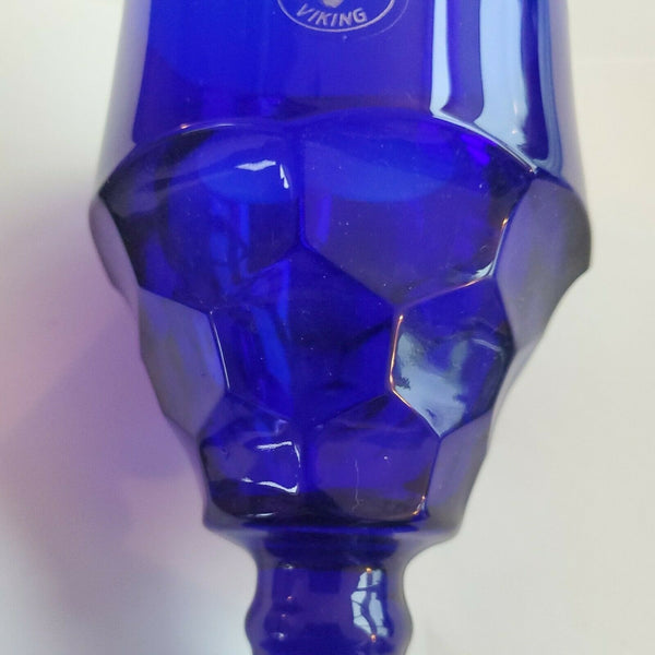 Vintage COBALT BLUE GLASS GOBLET Chalice BY DALZELL VIKING HANDMADE 5.5 x 4 Inch