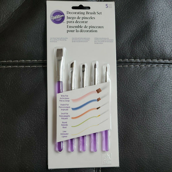 Wilton Decorating Brush Set 5/Pkg 070896043528 Food Safe Brushes NWT