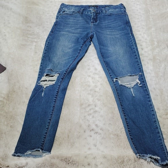 Dear John Giselle High Waisted Skinny Jeans w Frayed Bottoms Size 26