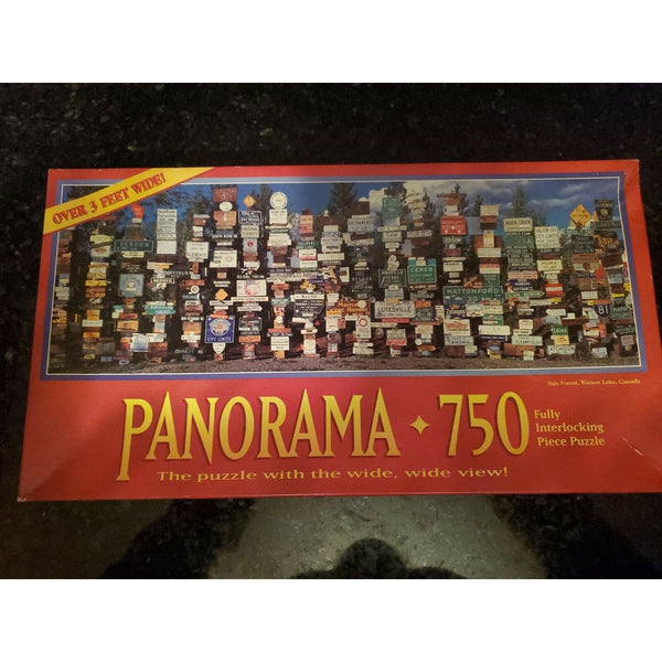 Panorama 750 Piece Puzzle Sign Forest Watson Lake Canada