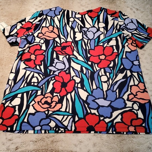 NWT Alfred Dunner Out of the Blue Stained Glass Tee Size S