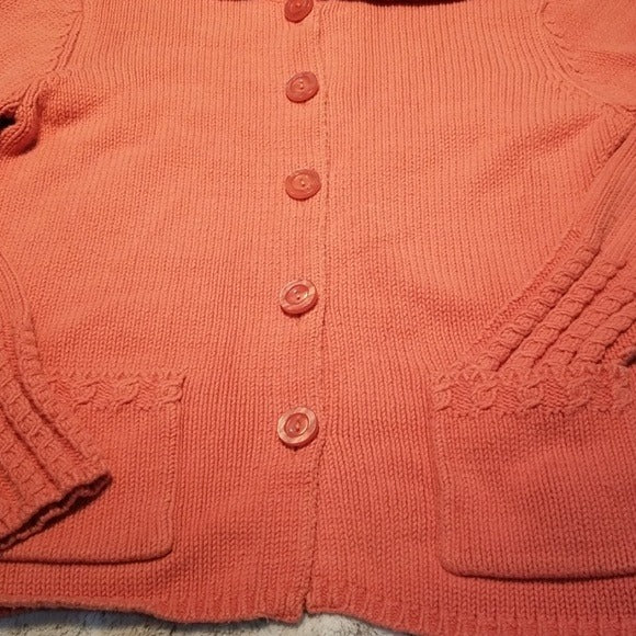 Talbots Heavier Weight Light Orange Cardigan Size M