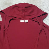 Chicos Dark Red Open Front Hooded Grannie Stayle Relaxed Cardigan Size MP