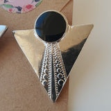 Boutique Vintage Black Silver Tone Triagle Geometric Earrings