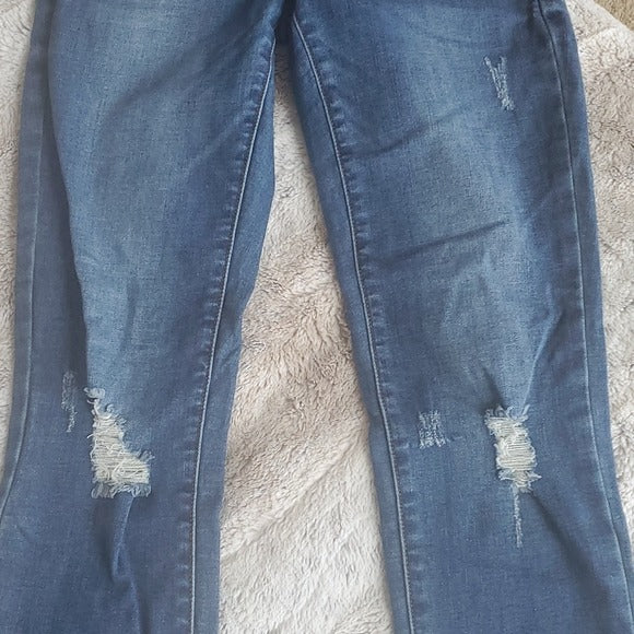 Blank NYC Spray On Mid Rise Distressed Skinny Blue Jeans Size 28