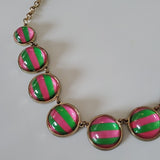 Candies Green and Pink Embellished Gold Tone Fashion Necklace