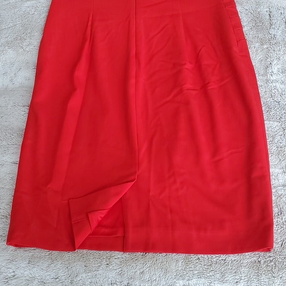 Calvin Klein Very Red Sleeveless Sheath Dress w Tummy Cinching Ruching Size 8