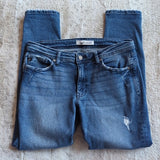 KanCan Darker Wash Distressed Mid Rise Boyfriend Blue Jean Size 28