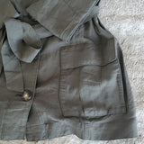 J.Jill Green Caraway Linnen Blend Button Belted Front Utility Jacket Size S NWT