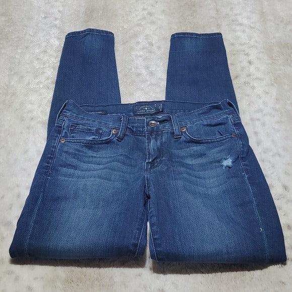 Lucky Brand Distressed Charlie Super Skinny Low Rise Blue Jean Size 2