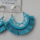 NWT Sugar Fix Large Blue Fanned Embellished Hoop Earrings Nickel Free