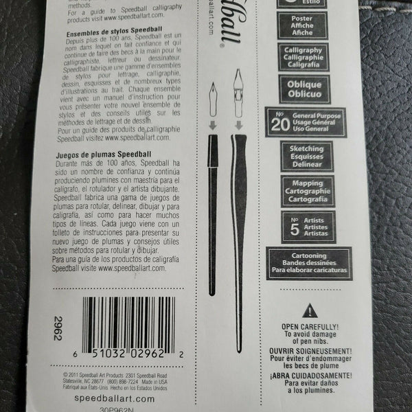 Speedball No. 5 Artists Pen Set - 2 Penholders w/ 6 Nibs, 3 Pen Tips