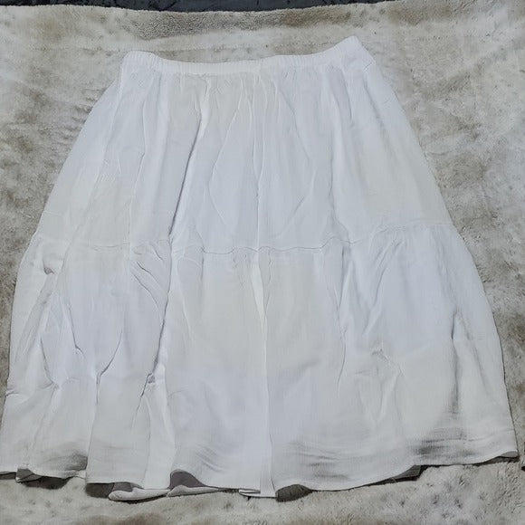 NWT Christopher & Banks White Flowey Lined Longer Peasant Skirt