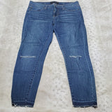 Liverpool The Crop Mid Rise Raw Hem Blue Ankle Jeans Size 6