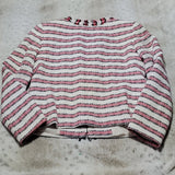 Talbots Petites Collarless Red White Striped Knit Blazer Size 6P