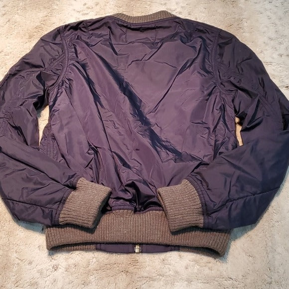 J.Crew Navy and Grey Bonded Nylon Bomber Jacket Size S