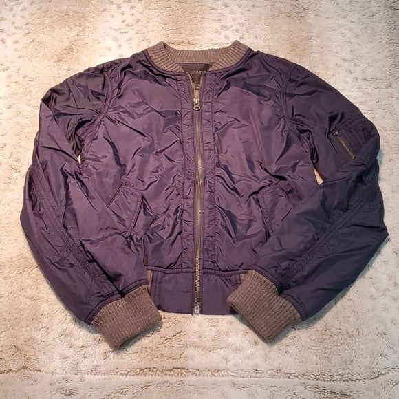 J.Crew Navy and Grey Bonded Nylon Bomber Jacket Size S