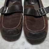 Born BOC Brown Suede and Leather Loafers w Buckle Size 7.5