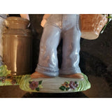 Matching Pair Boy Girl In Jeans Porcelain Figures Hand Painted