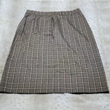 NWT Christopher & Banks Brown and Plum Checkered Print Midi Skirt Size L