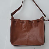 Talbots Brown Leather Simple Shoulder Bag With Top Cincher