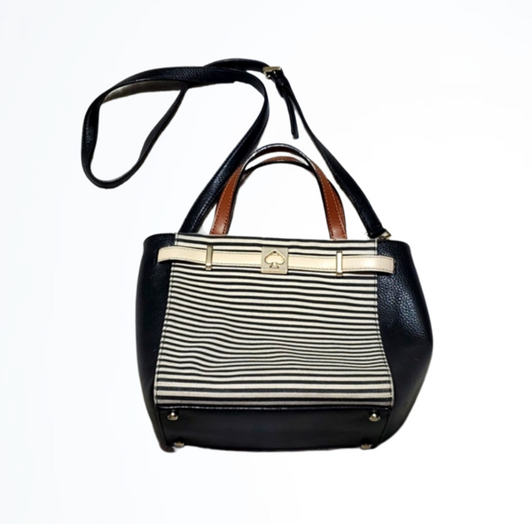 Kate Spade Leo Houston Street Black and Cream Striped Handbag