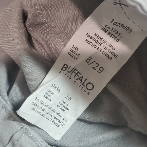 Buffalo David Bitton Grey Daily Mid Rise Stretch Skinny Ankle Grazer Jean Size 8