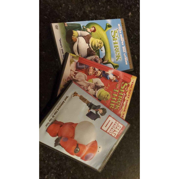 3 DVD's - Shrek, Shrek the Third and Big Hero 6