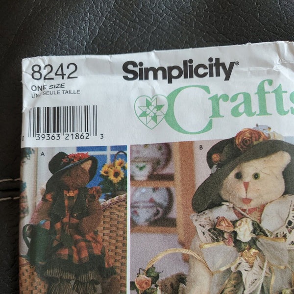 Simplicity #8242 30" CAT DOLLS WITH CLOTHES Uncut Sewing Pattern One Size