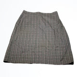 NWT Christopher & Banks Brown and Plum Checkered Print Midi Skirt Size L