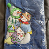 Vtg Brother Sister Design Studio Velvet Cozy Christmas Table Runner Snowman 1999