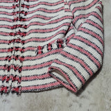 Talbots Petites Collarless Red White Striped Knit Blazer Size 6P