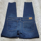 American Eagle Darker Wash Mid Rise Super Skinny Blue Jeans Size 2 Long