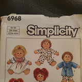 Clothes Doll Wardrobe Clothing Simplicity 6968 Craft Sewing Pattern UC Cabbage