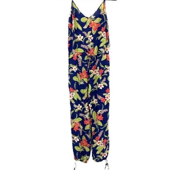 Polo Ralph Lauren Navy Strappy Jumpsuit Polynesian Botanical Print Size S