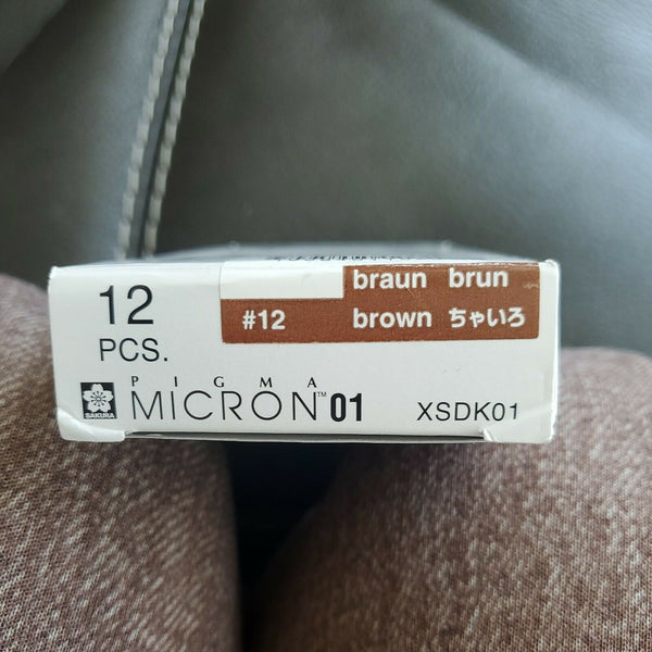 NWT Sakura Pigma Micron 01 Archival Ink .45 mm Line Width 12 Piece Pack Brown No 12