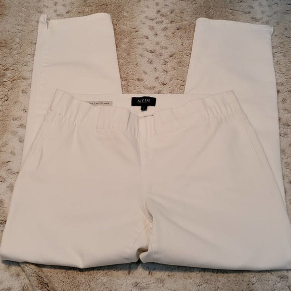 NYDJ Mid Rise White Stretch Alina Pullon Ankle Jeans Size 2