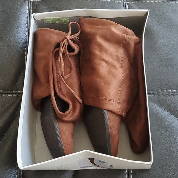 NWT A New Day Cognac Brown Ultimate Comfort Faux Suede Over The Knee Boot Sidney