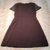 DKNY Black Sheath Dress w Faux Leather Cutouts Size 0