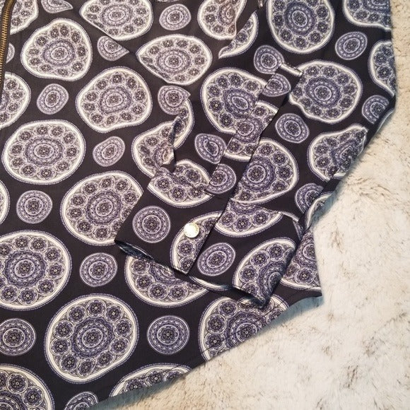 Michael Michael Kors Blue Paisley Print Blouse Size M