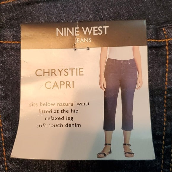 NWT Nine West Jeans Chrystie Capri Dark Blue Denim Size 4