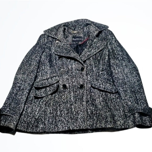 Express Double Breasted Tweed Pea Coat Size XS