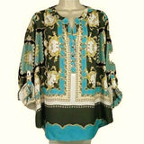 NWT Zac & Rachel Paisley V Neck Ornate Printed Blouse