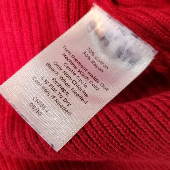 Talbots Petites Red VNeck Ruffle Front Cardigan Size MP