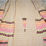 Eyeshadow Open Front Tan and Neon Cardigan Size M